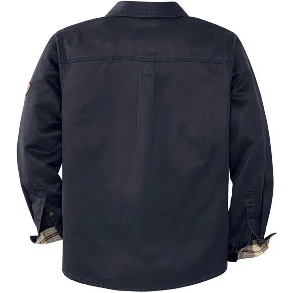 Mens Navy Whitetails Flannel Lined Shirt Jacket Waxed Cotton Water Resis